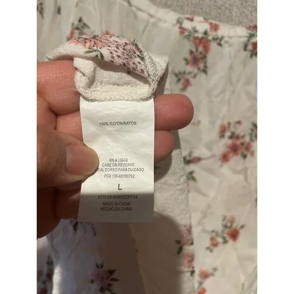 Rewind Floral Blouse Women's Long Sleeve Top Cream Pink Casual L - Picture 7 of 7